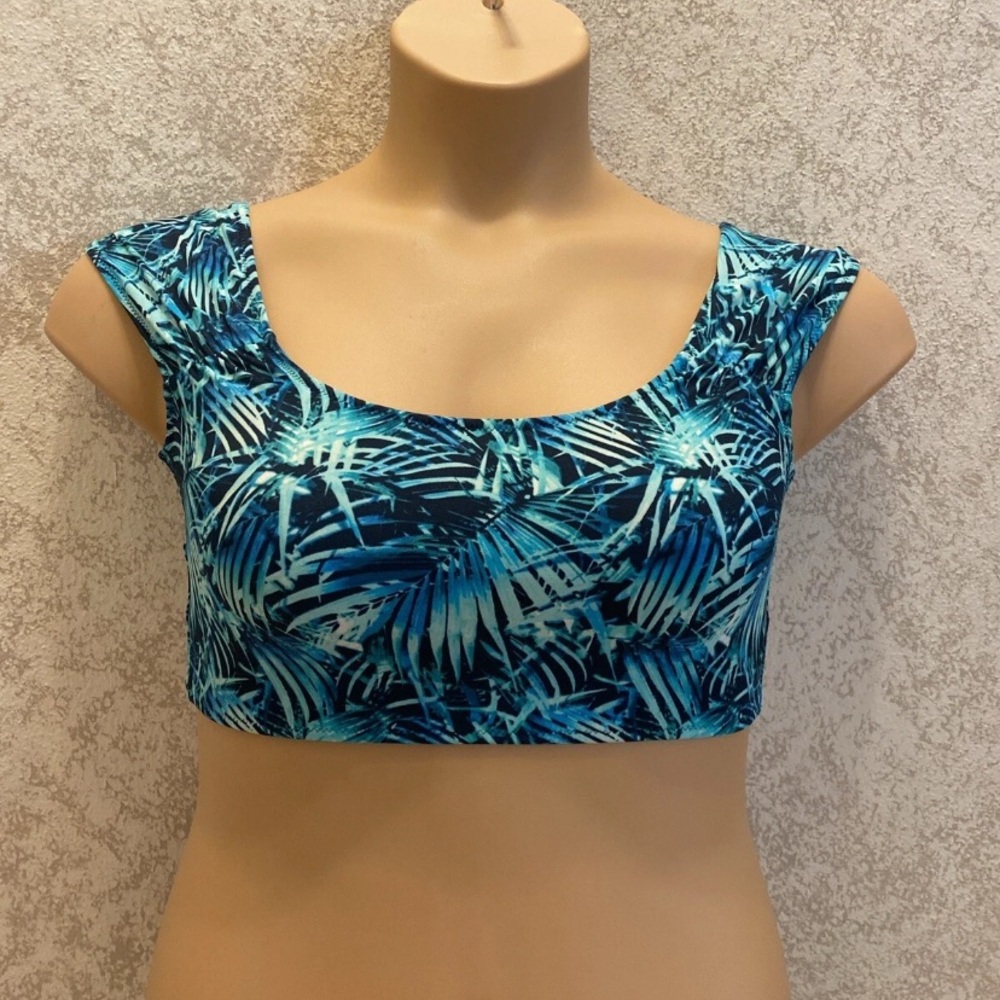 PINK Victoria's Secret Blue Palm Frond Bikini Top